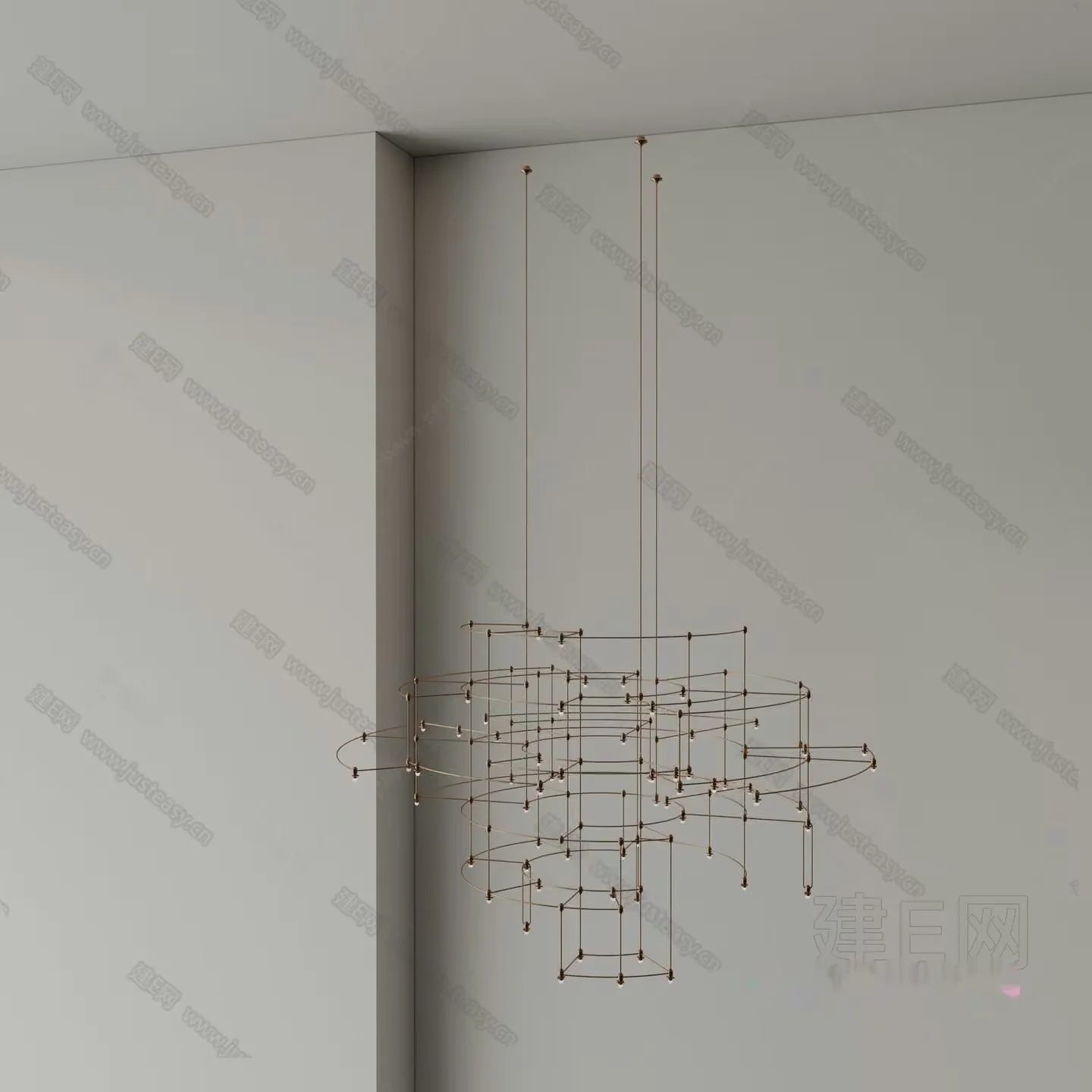 Gold Light Fixture 3D Model – 13326 – VRAY Render