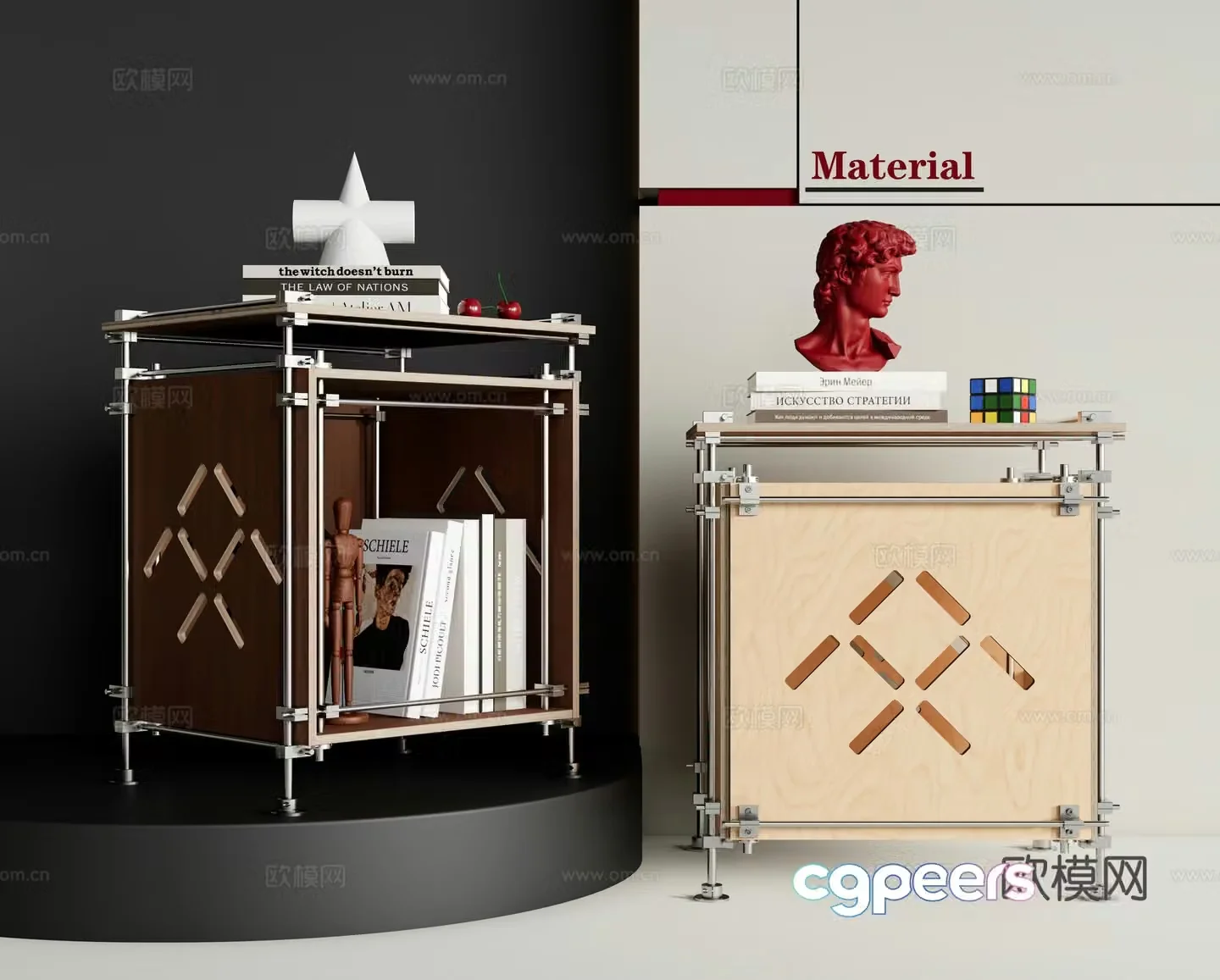 Modern side tables corner tables aluminum profile side tables cross optical axis bedside tables 3D model