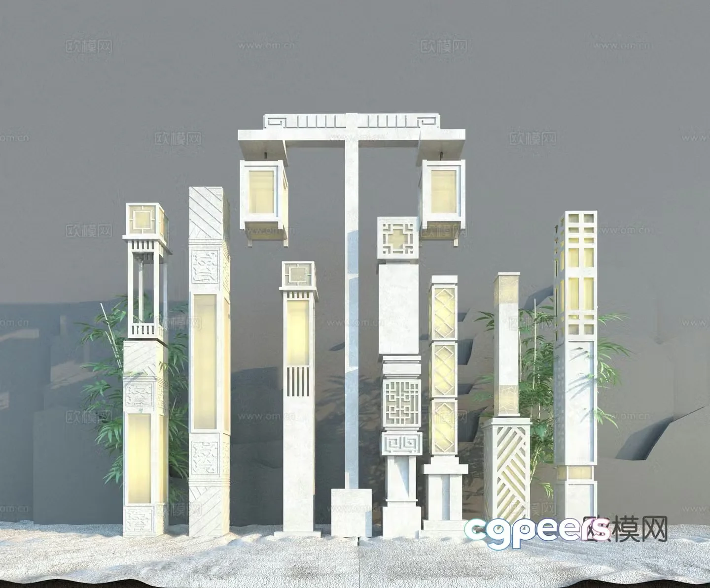 Chinese style outdoor lamp landscape lamp 3d model