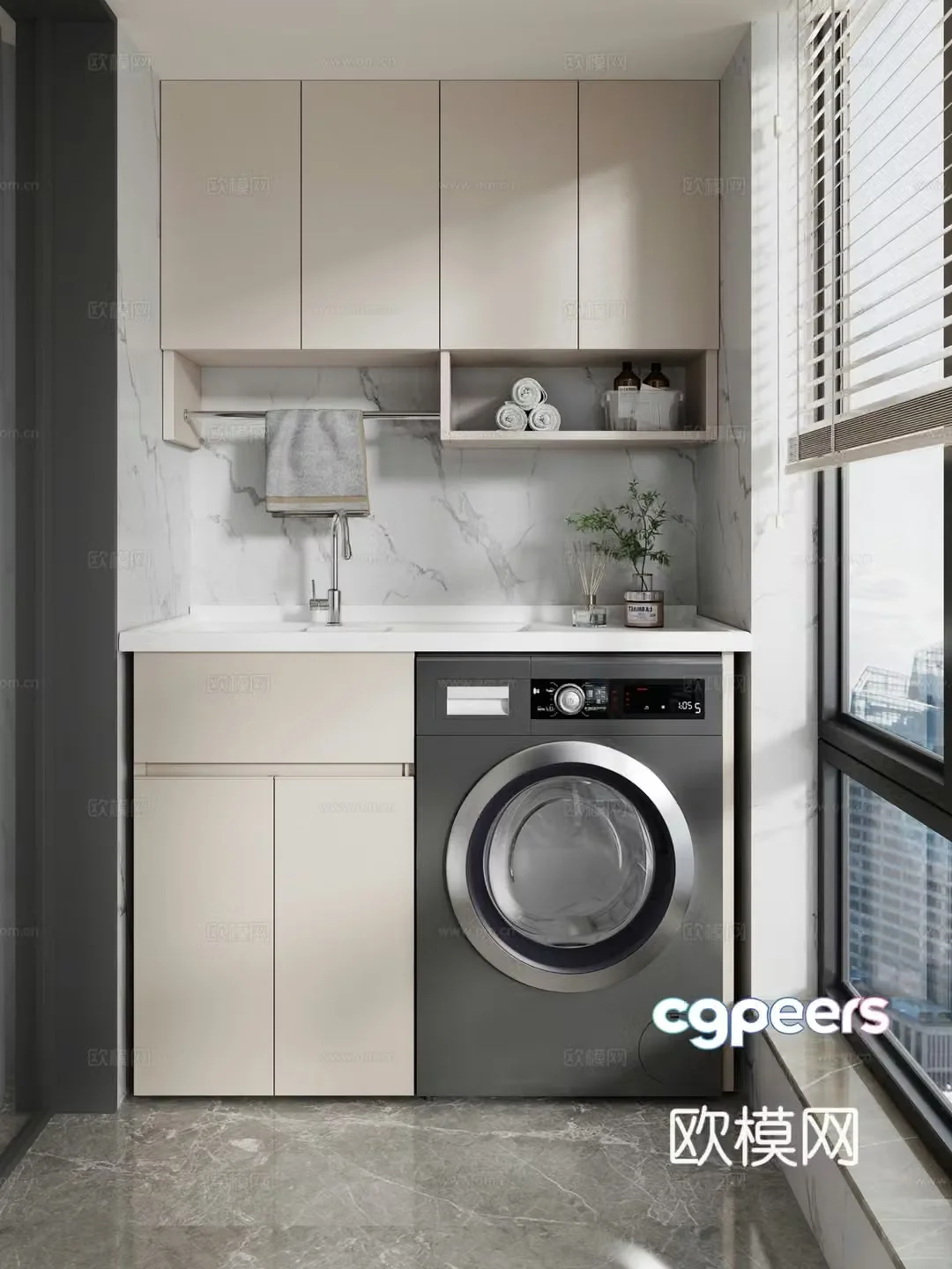 Balcony cabinet Balcony washing machine 3d model