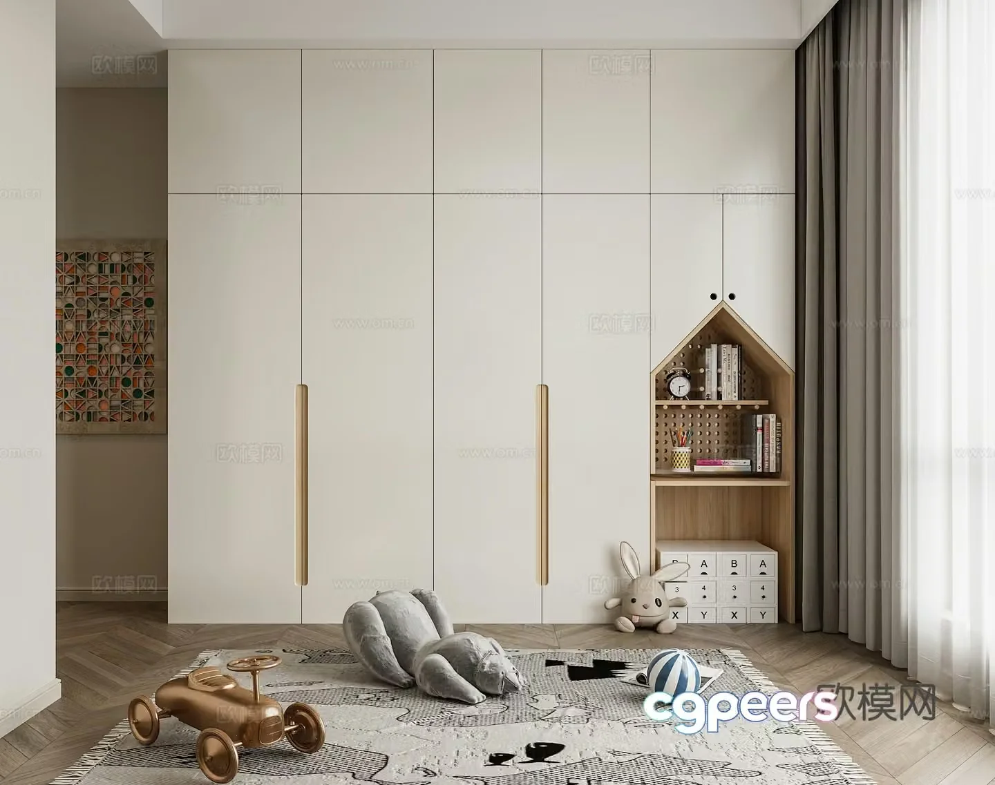 Modern storage locker children’s room wardrobe storage locker toy cabinet toy 3d model