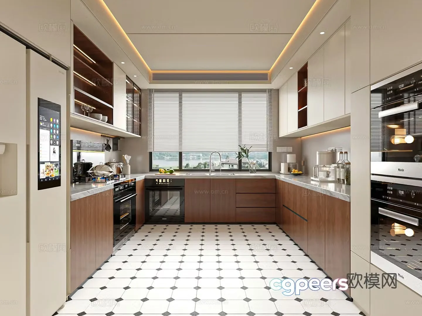 Modern medieval style kitchen enclosed kitchen kitchen ornaments kitchen utensils 3d model