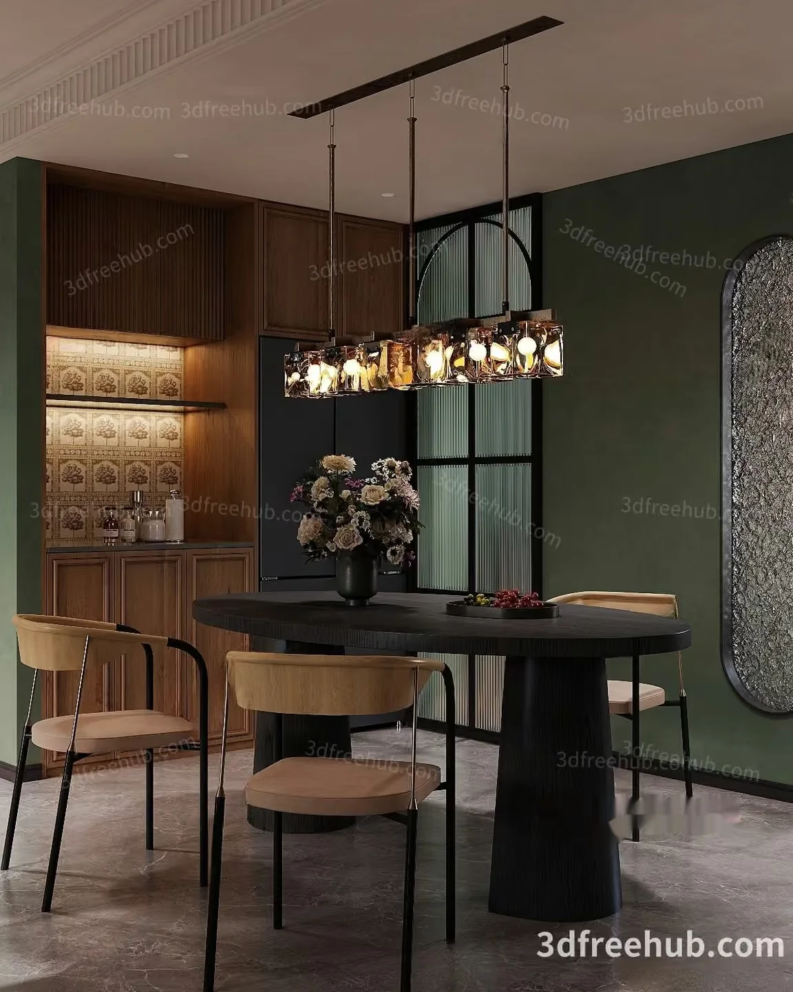 Modern Dining Room 3D Model – 21779 – VRAY Render