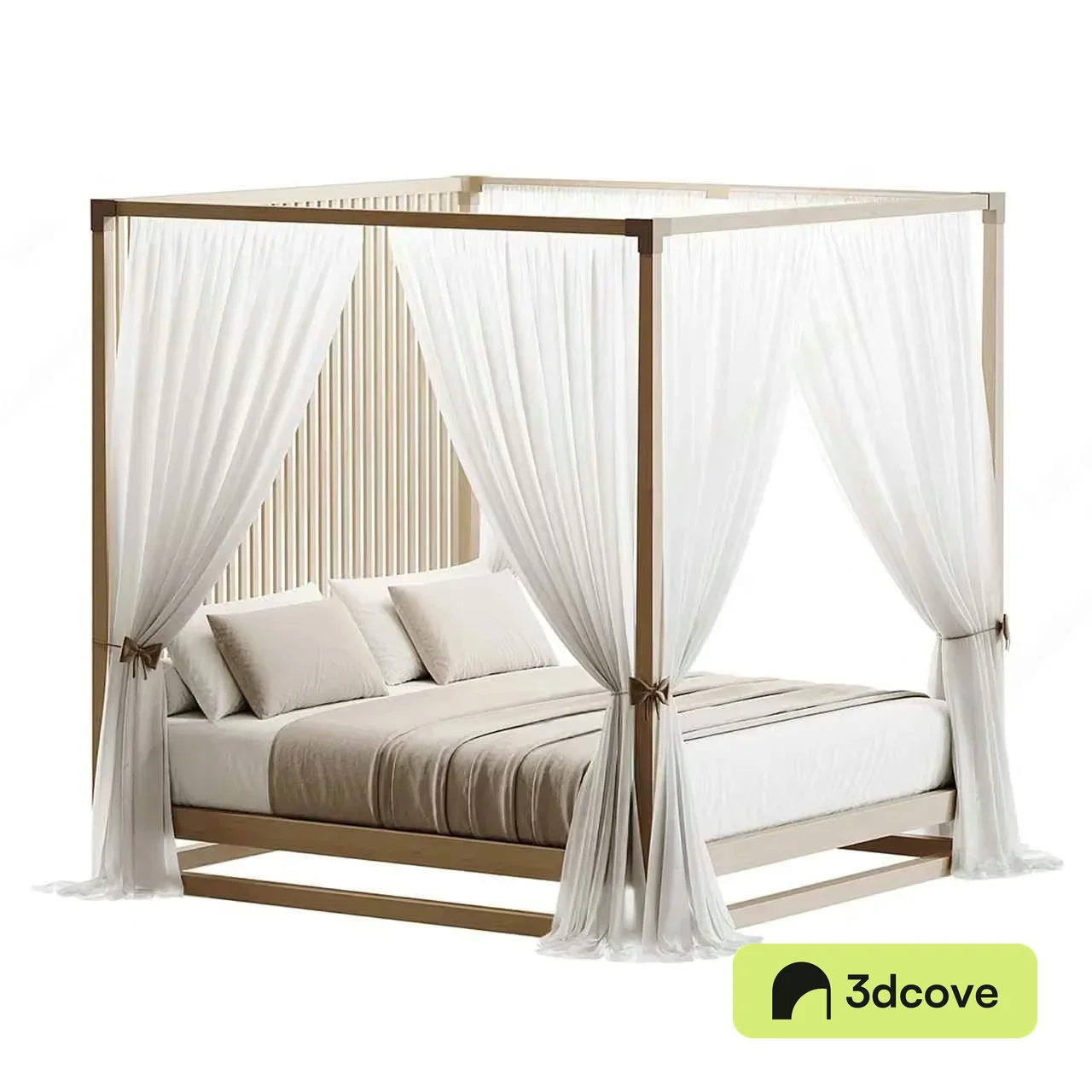A Four-Poster Bed With White Curtains