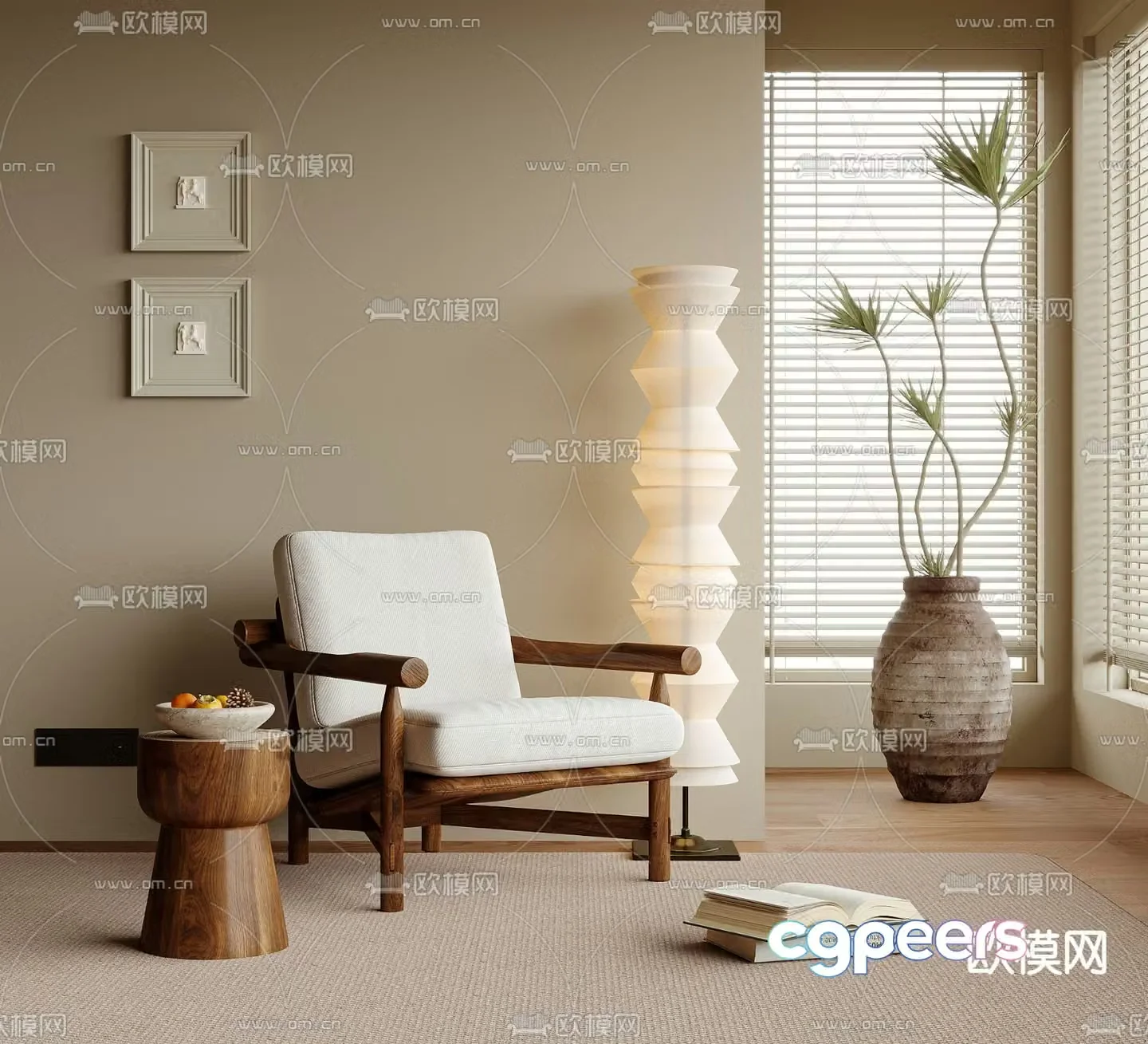 Wabi-sabi chair leisure chair 3d model