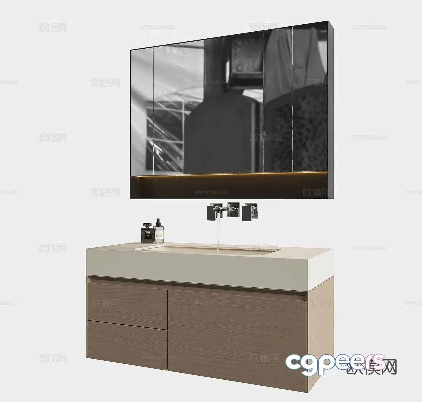 Modern bathroom cabinet bathroom sink mirror cabinet 3d model