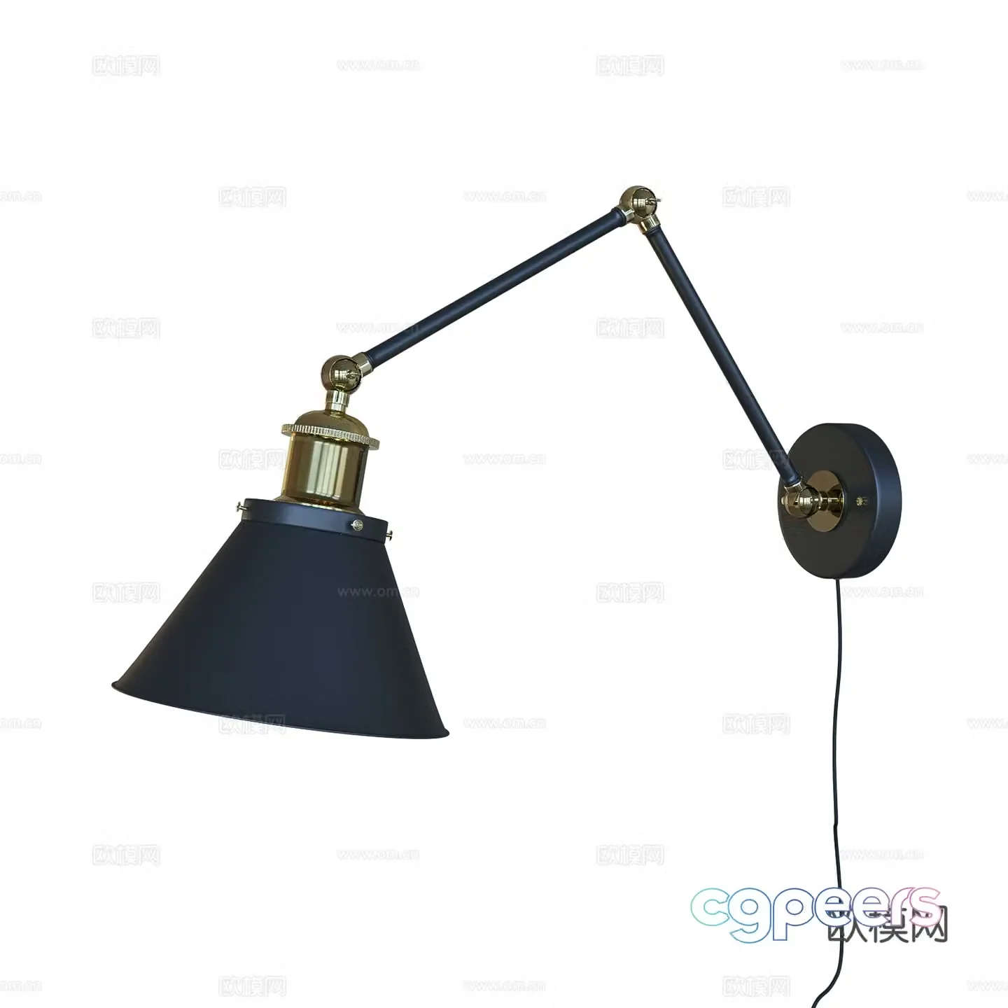 American simple metal wall lamp 3D model