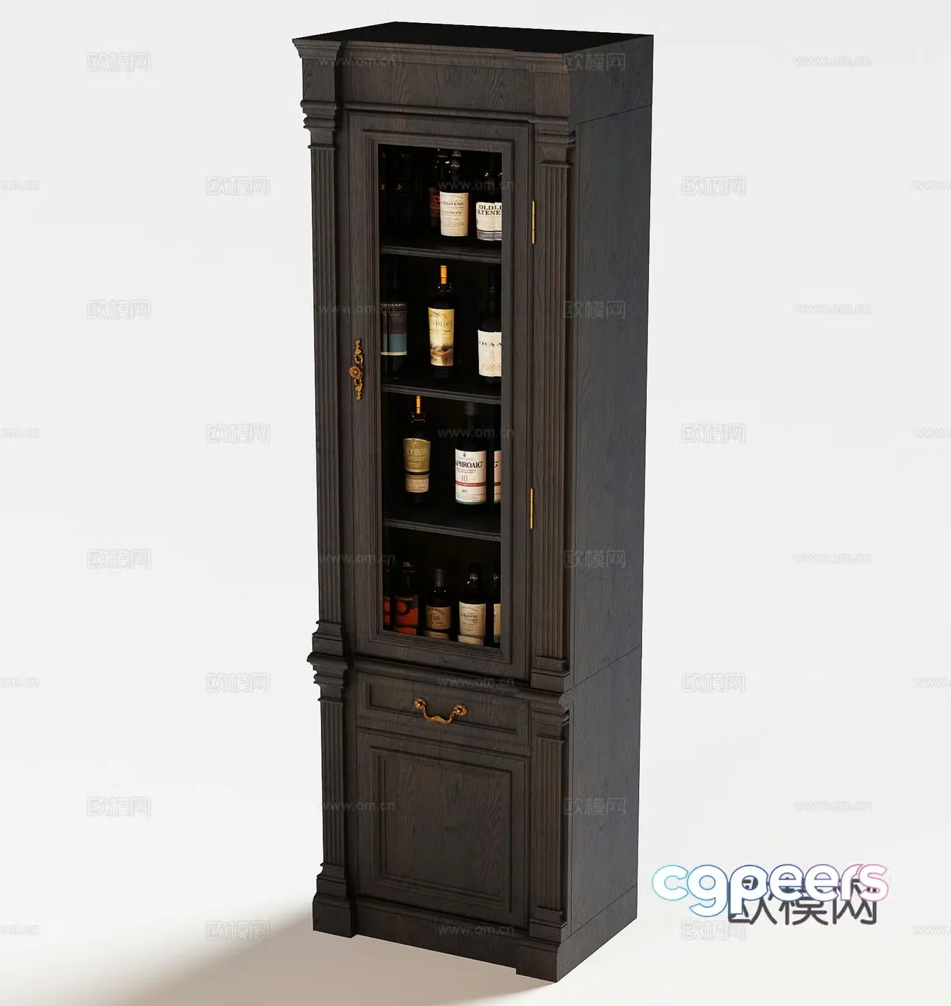 American wine cabinet 3d model