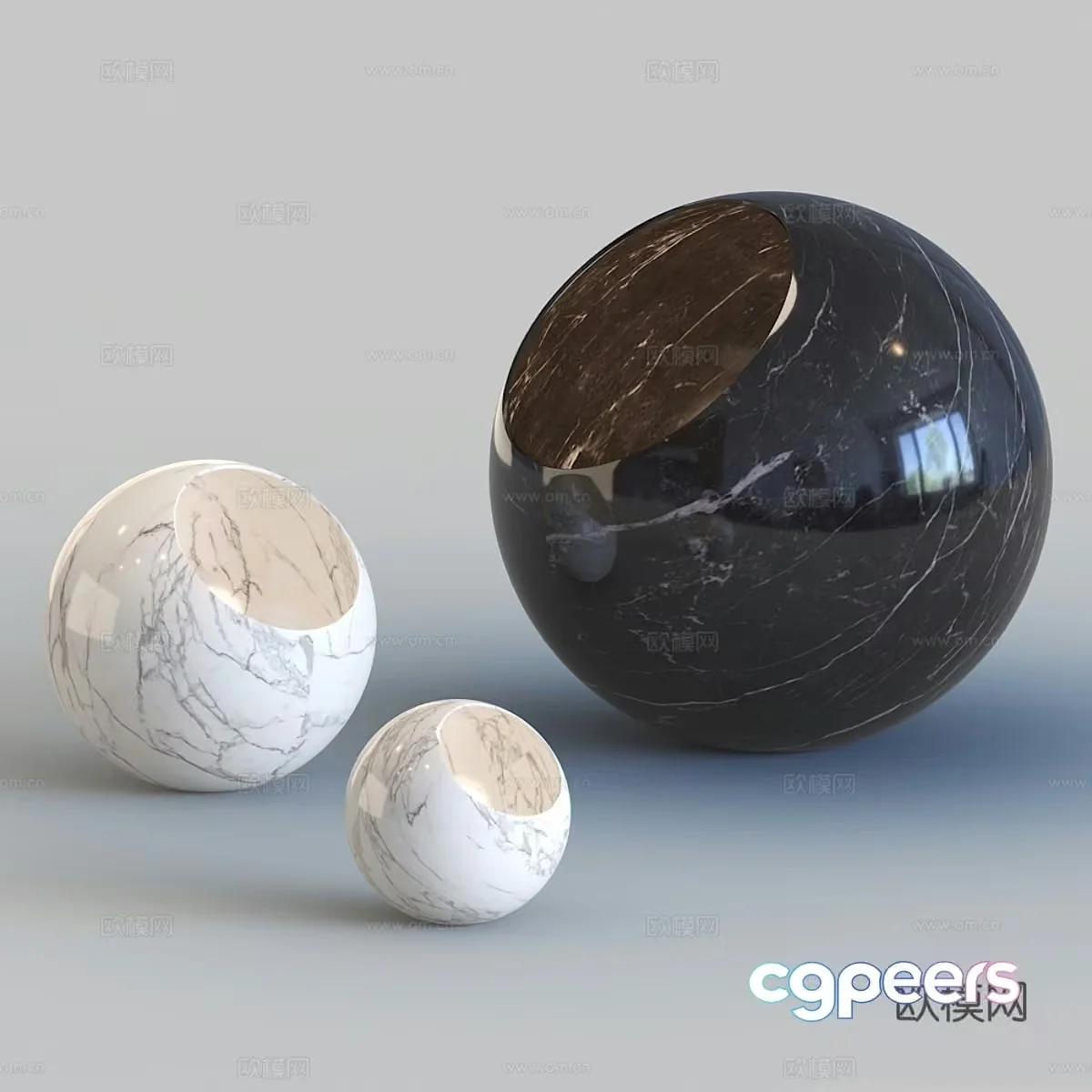 Modern Marble Spheres 3D Model – 19064 – VRAY Render