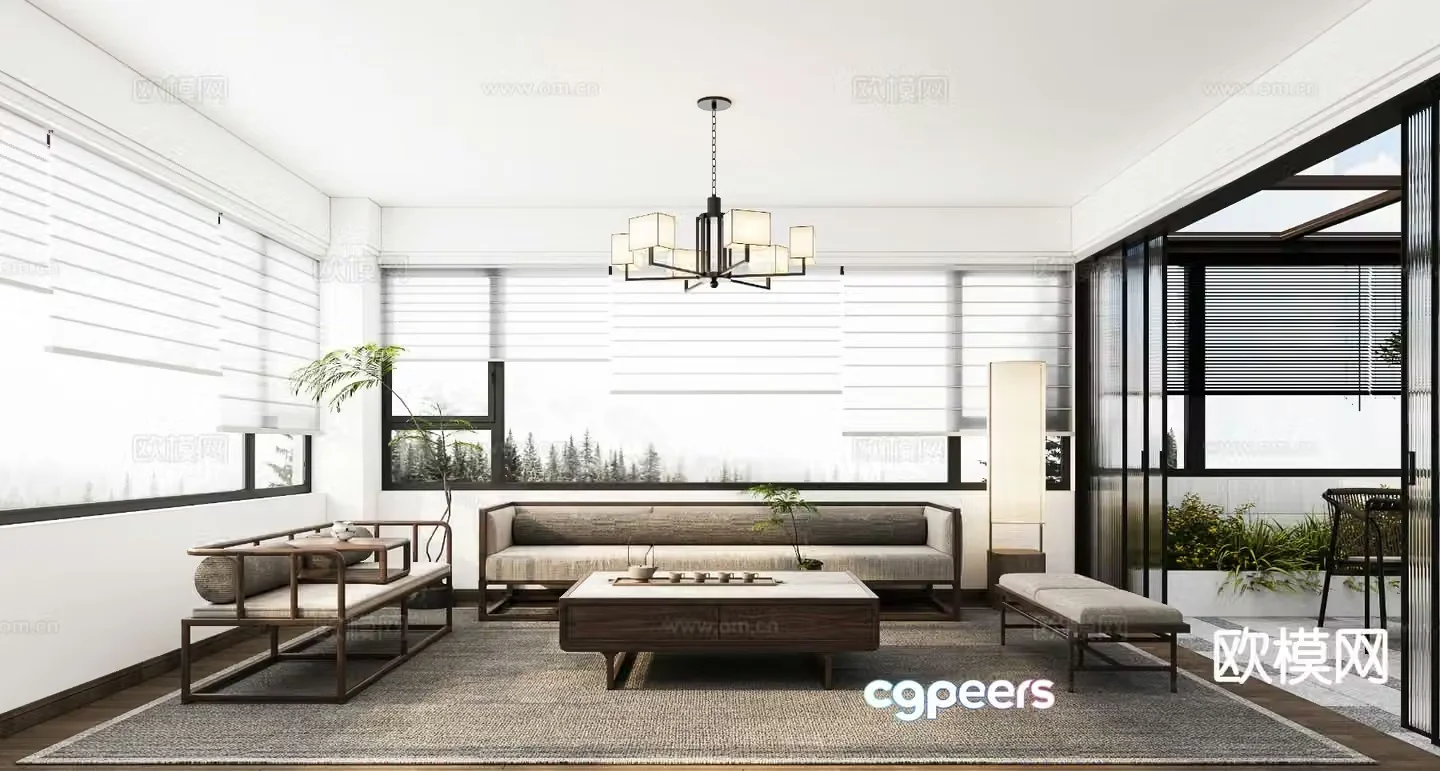 New Chinese style living room 3d model