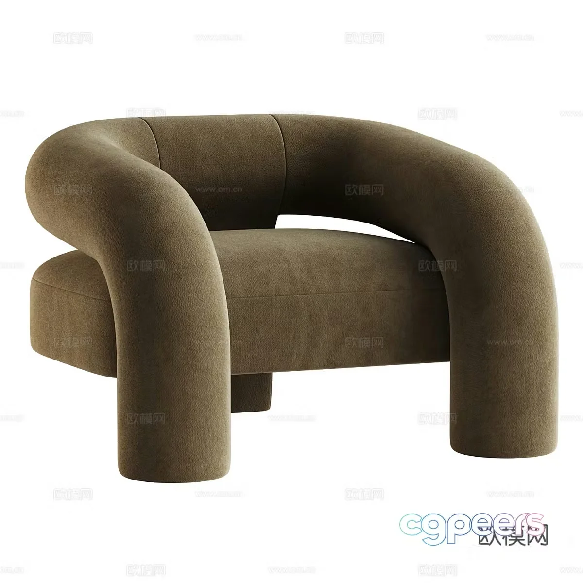 Modern Cream Style Kosa Lounge Chair 3D Model