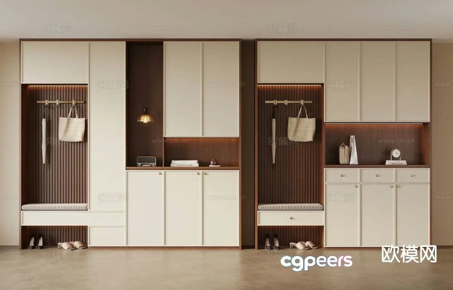 Middle-aged style home entrance shoe cabinet entrance shoe cabinet 3D model