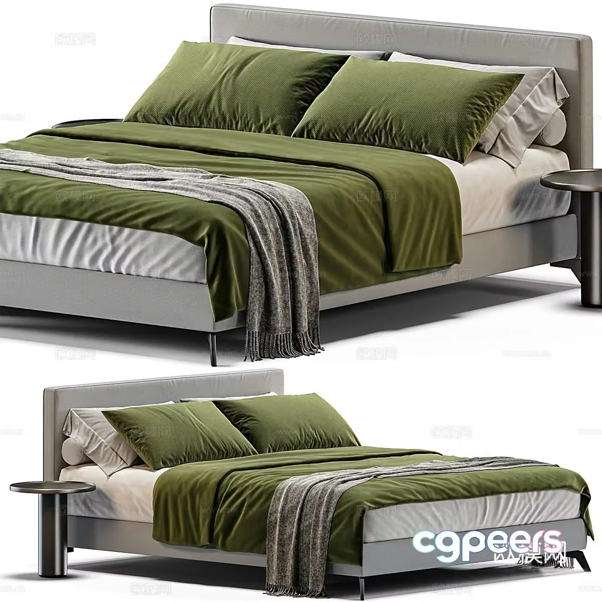 New Chinese style double bed 3d model