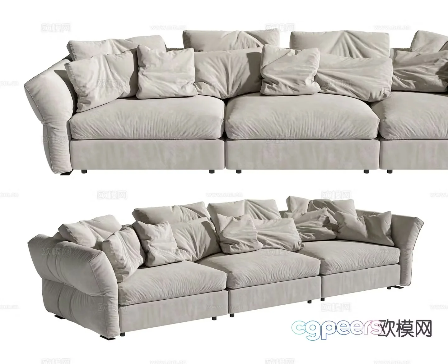 Modern three-seat sofa 3d model