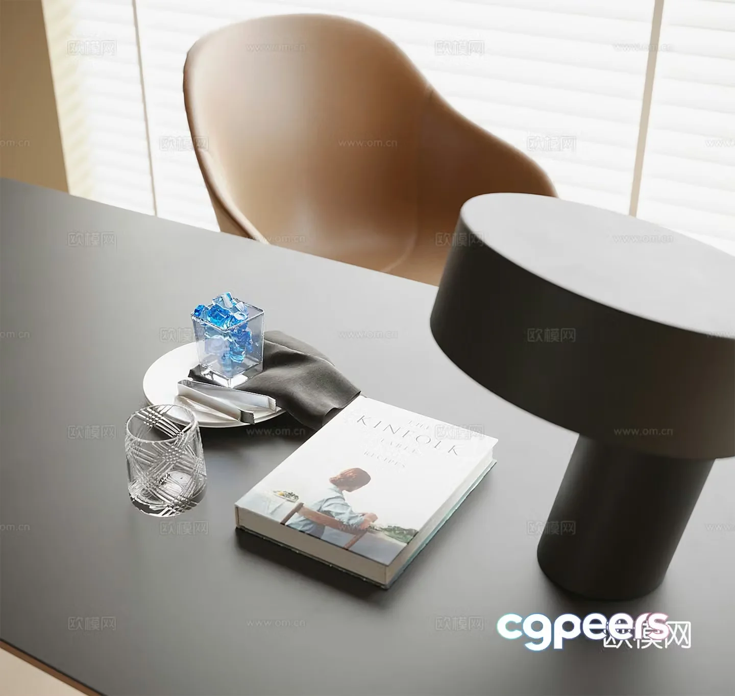 Modern desktop accessories table lamp glass 3d model