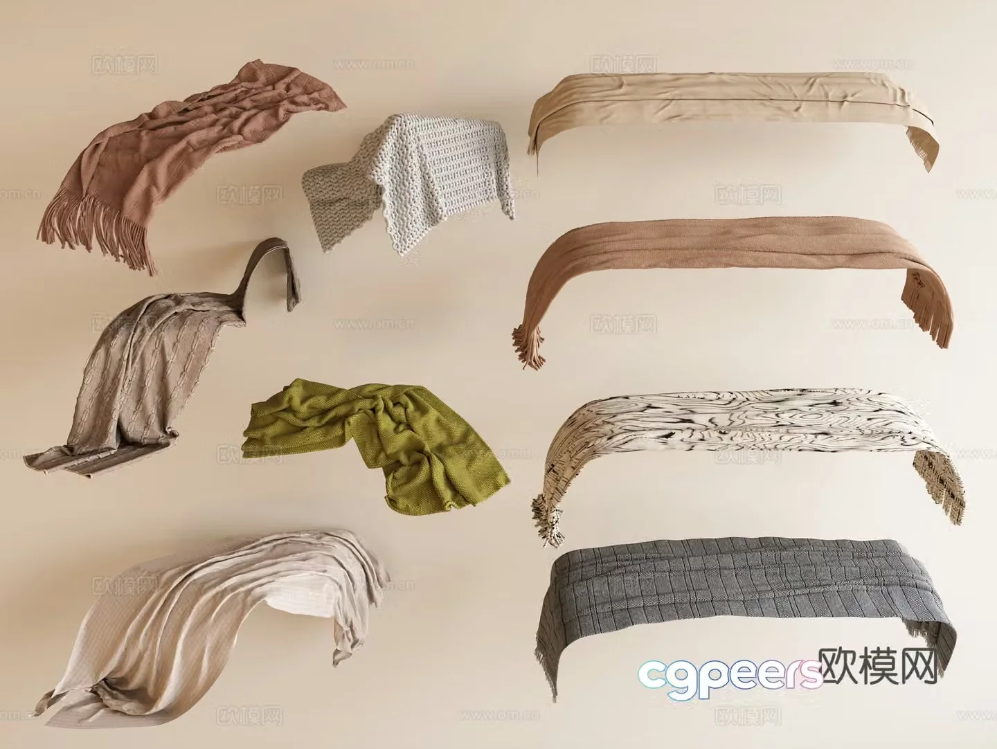 Modern blanket fabric blanket bed blanket towel knitted blanket cream style blanket blanket 3d model