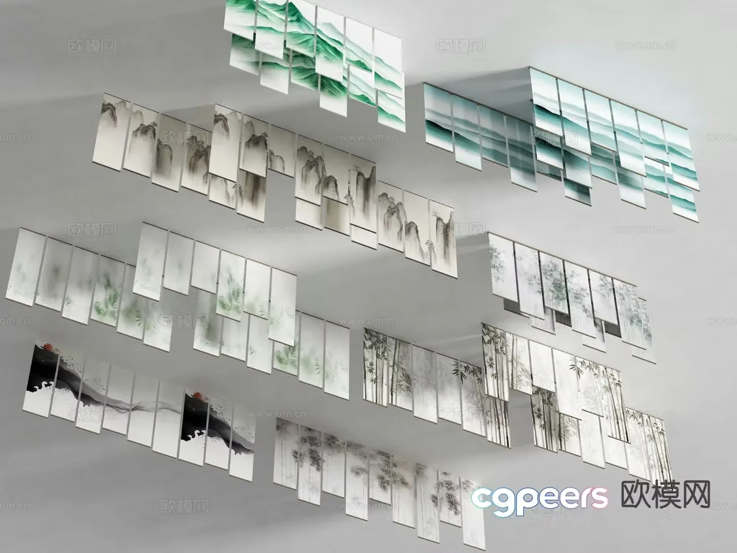 New Chinese style gauze curtain roller blind 3d model