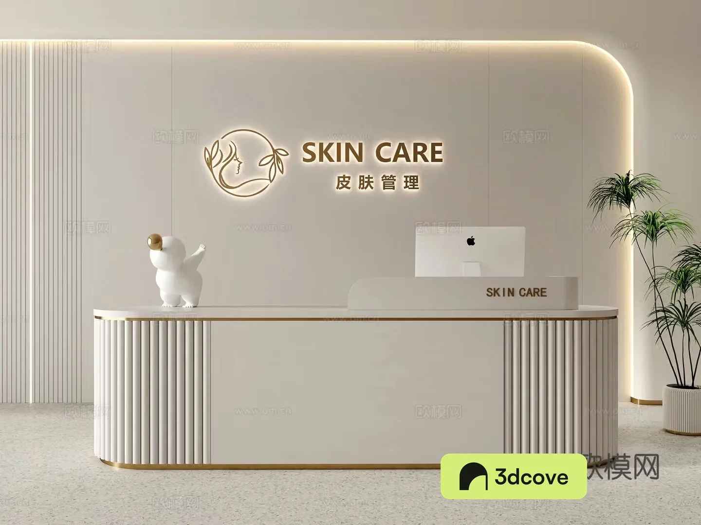 Modern cream beauty salon front desk company front desk reception desk