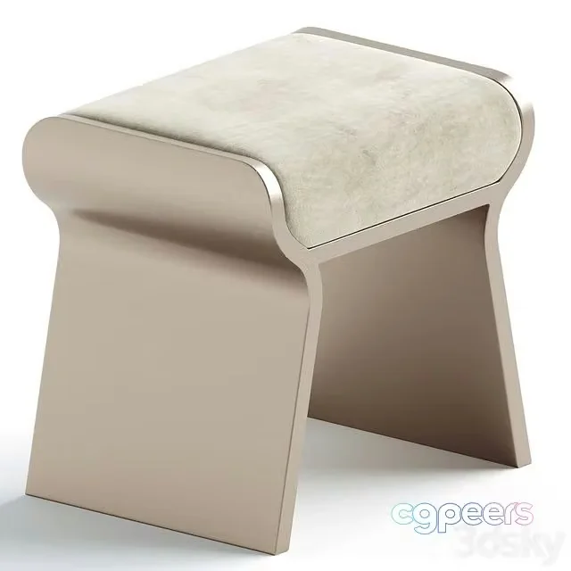 3ds Max Free – Dandy Stool Upholstered in Cream Fur & Bronze-Patina Brass Details by Kifu Paris