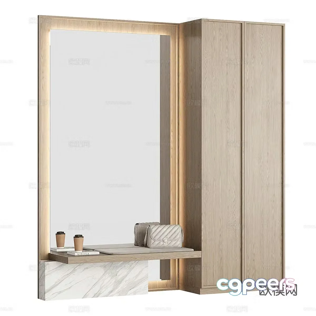 Modern Italian minimalist wardrobe shoe cabinet 3d model