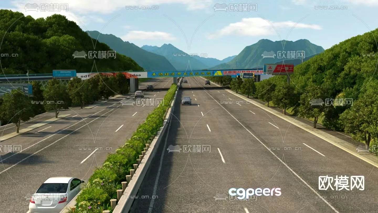 highway road landscape 3d model