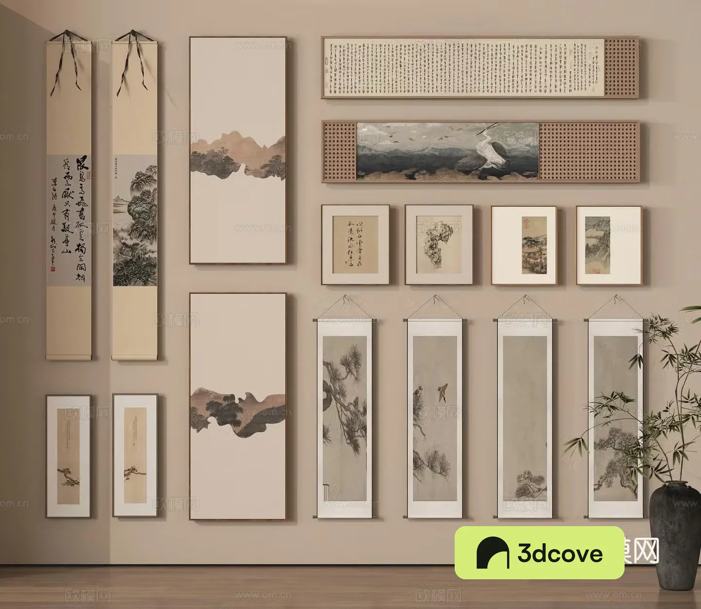 Hanging paintings calligraphy and paintings scroll paintings ink paintings landscape paintings study calligraphy and paintings 3D models