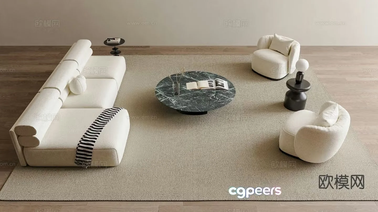 Cream style modular sofa 3d model