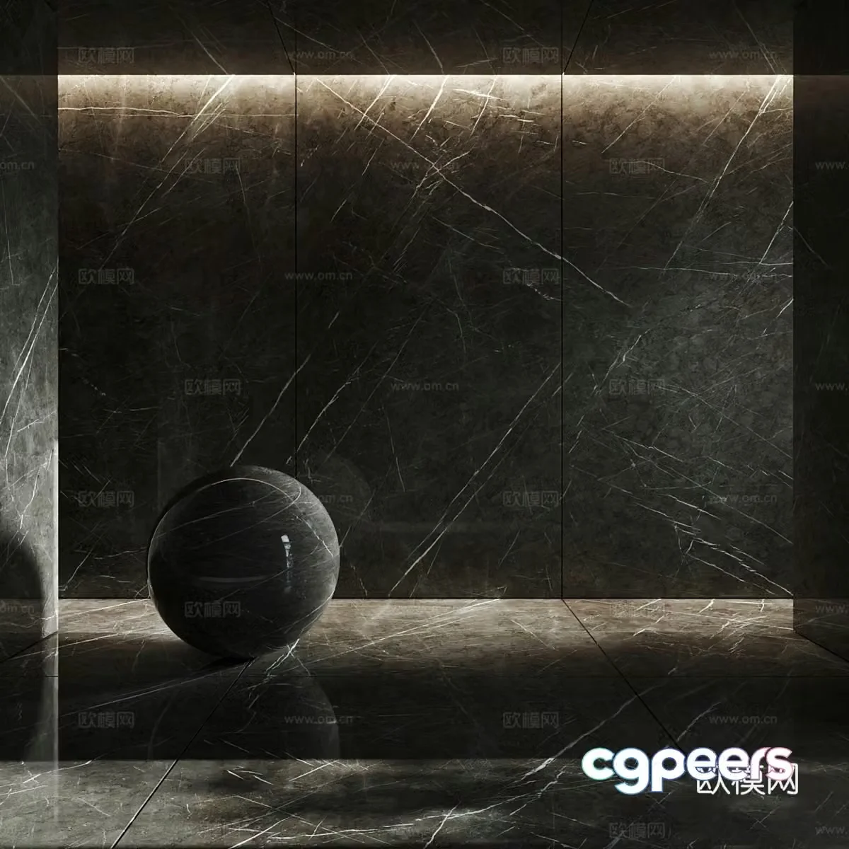 Dark gray marble tiles rock slab 3d model