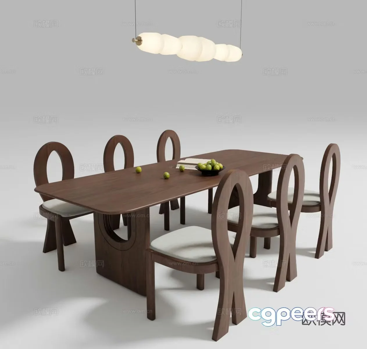 French medieval dining table and chair combination 3D model