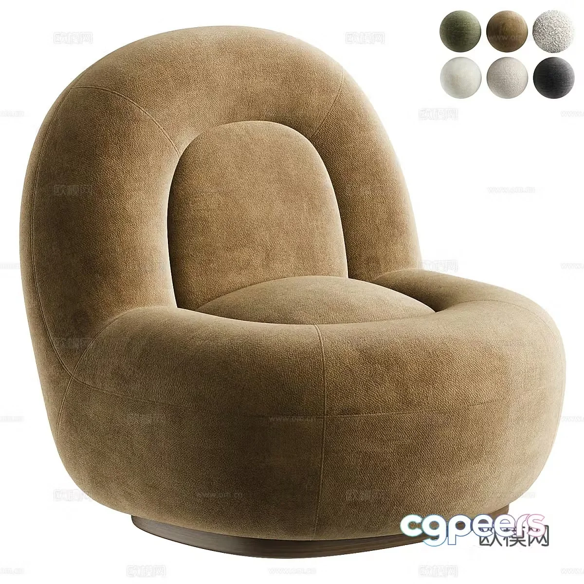 Modern Italian cream style velvet fabric sofa chair 3d model