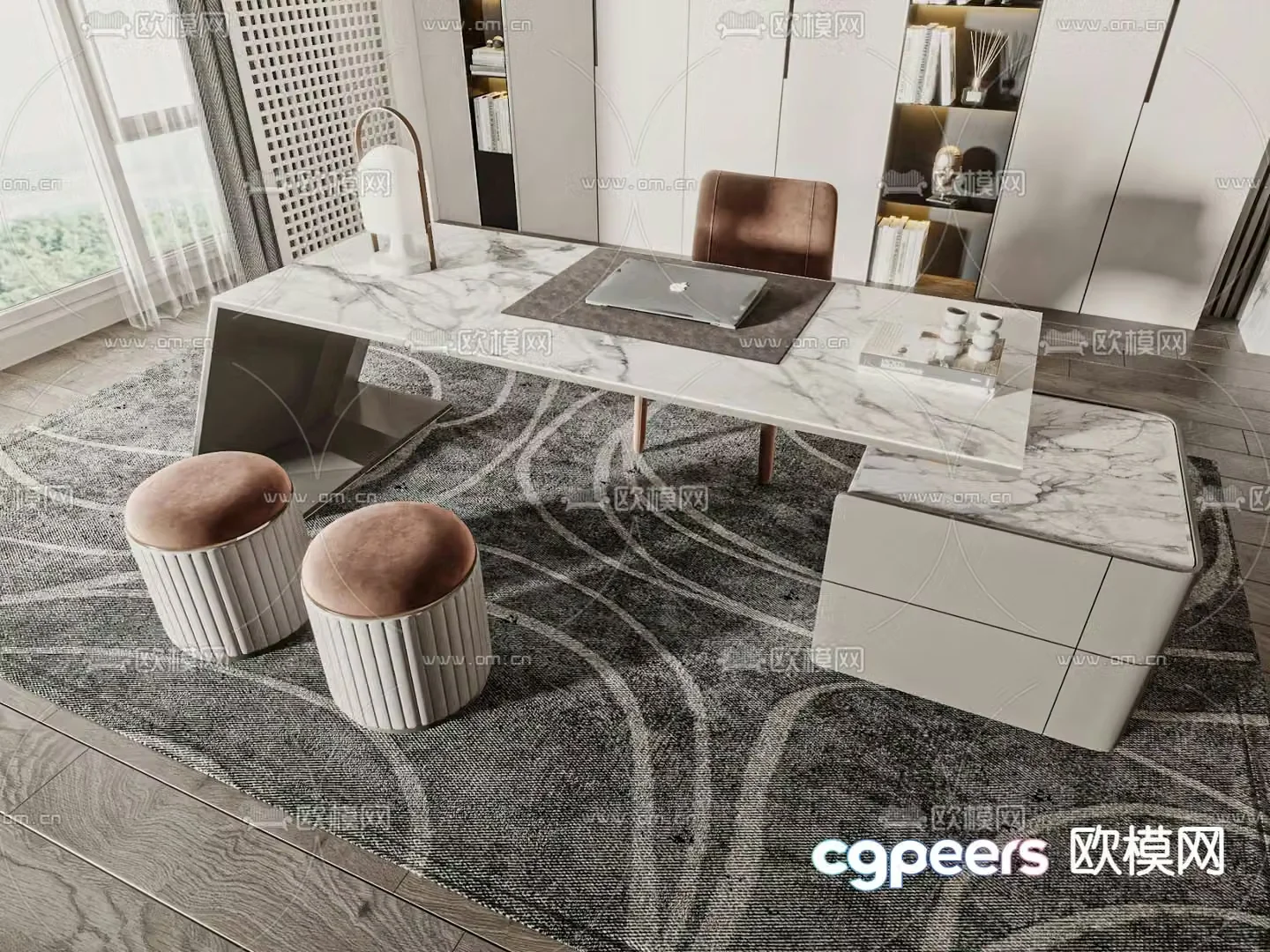 Modern executive desk 3d model