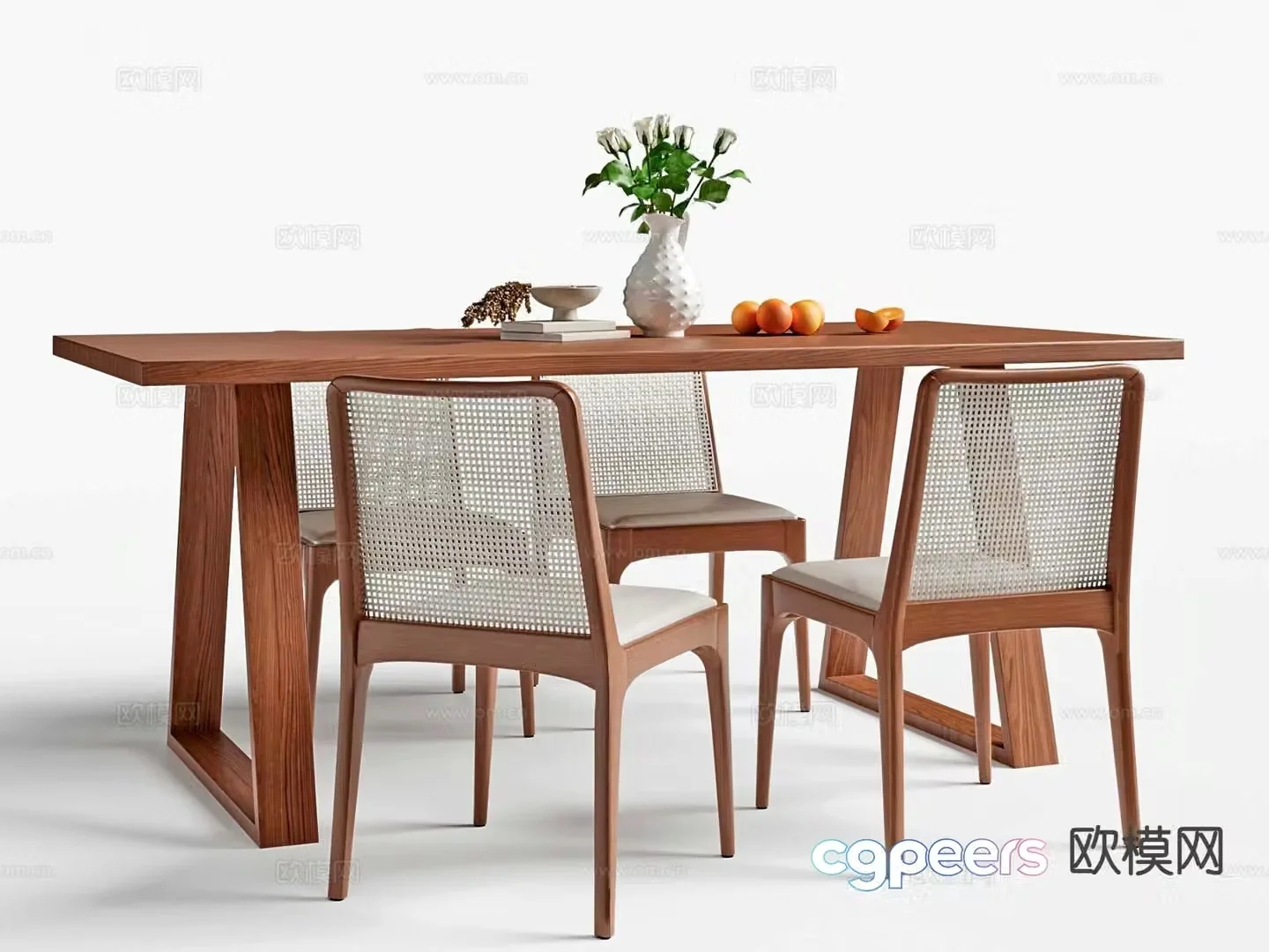 New Chinese dining table and chairs 3d model