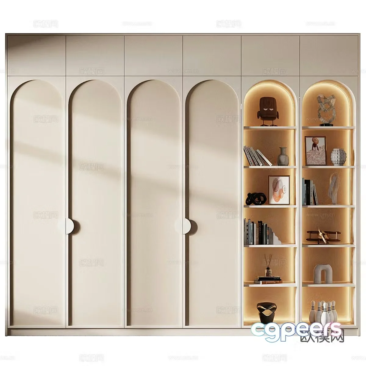 Modern creamy style children’s wardrobe 3d model