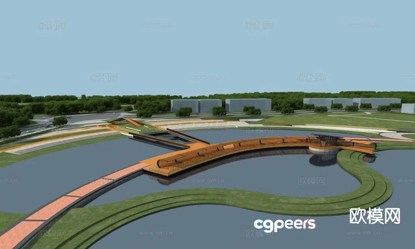 Park landscape water park 3d model