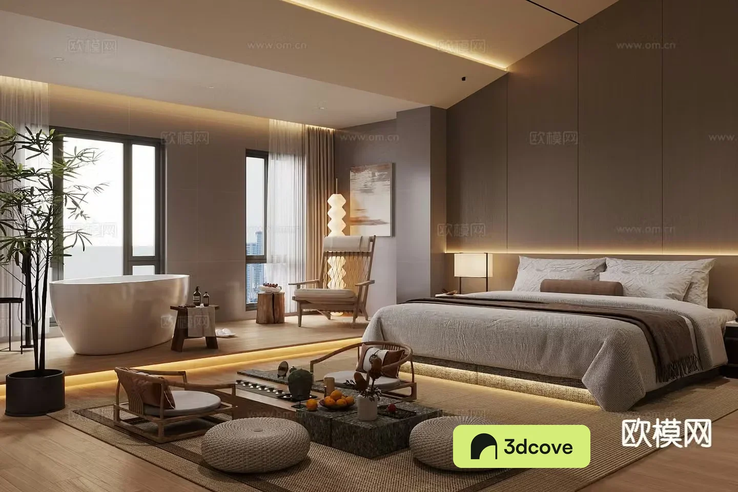 Modern hotel room Hotel big bed room