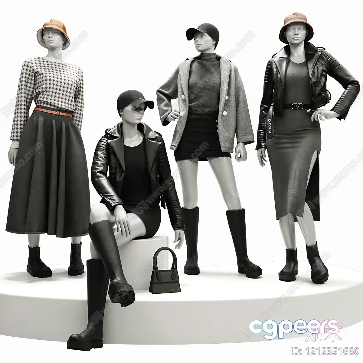 Four Women’S Clothing Outfits 3D Model – 9532 – VRAY Render