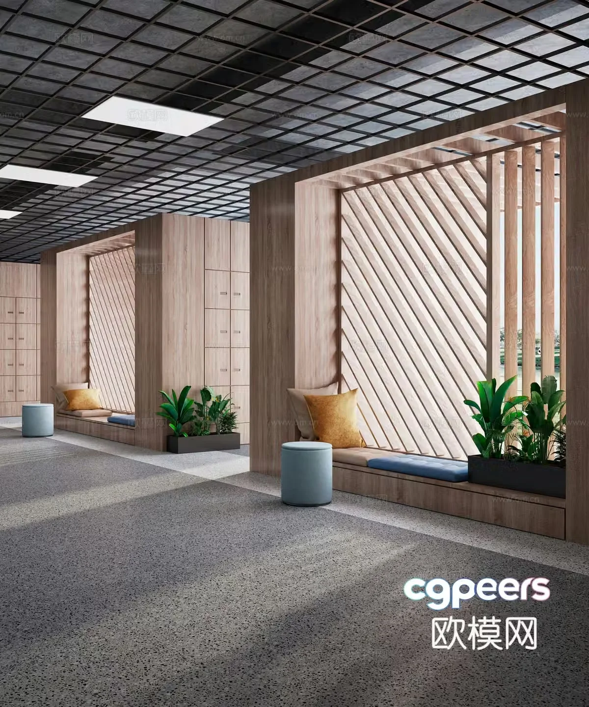 3D model of modern club leisure area