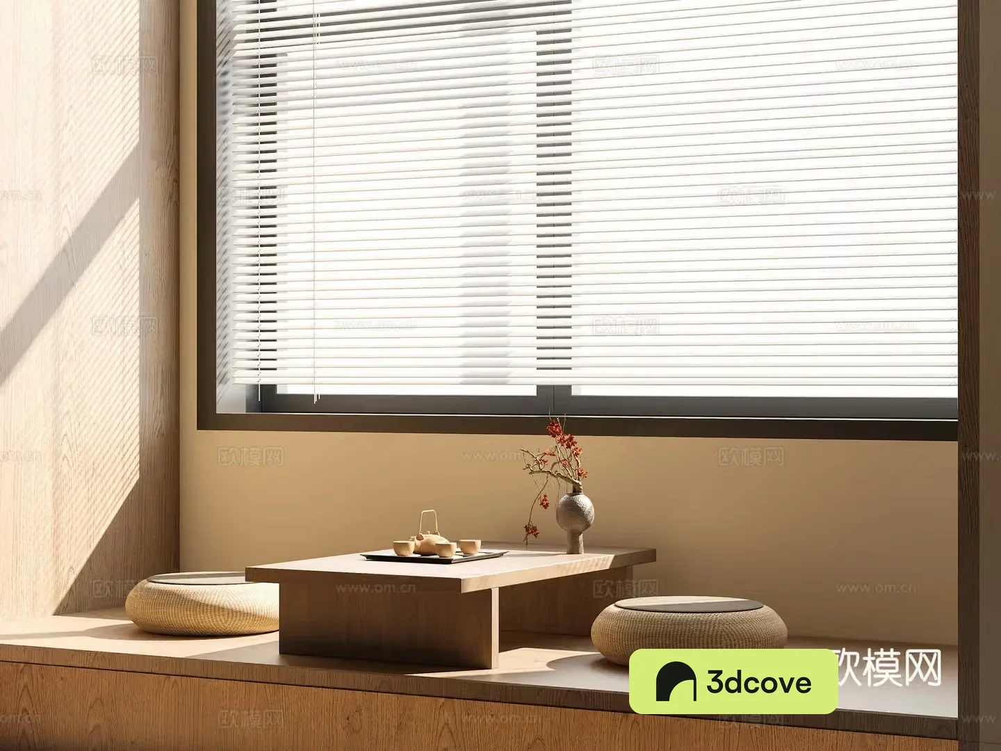Bath window ornaments balcony tea room cushion Chinese tea table ornaments Wasabi ornaments 3D model