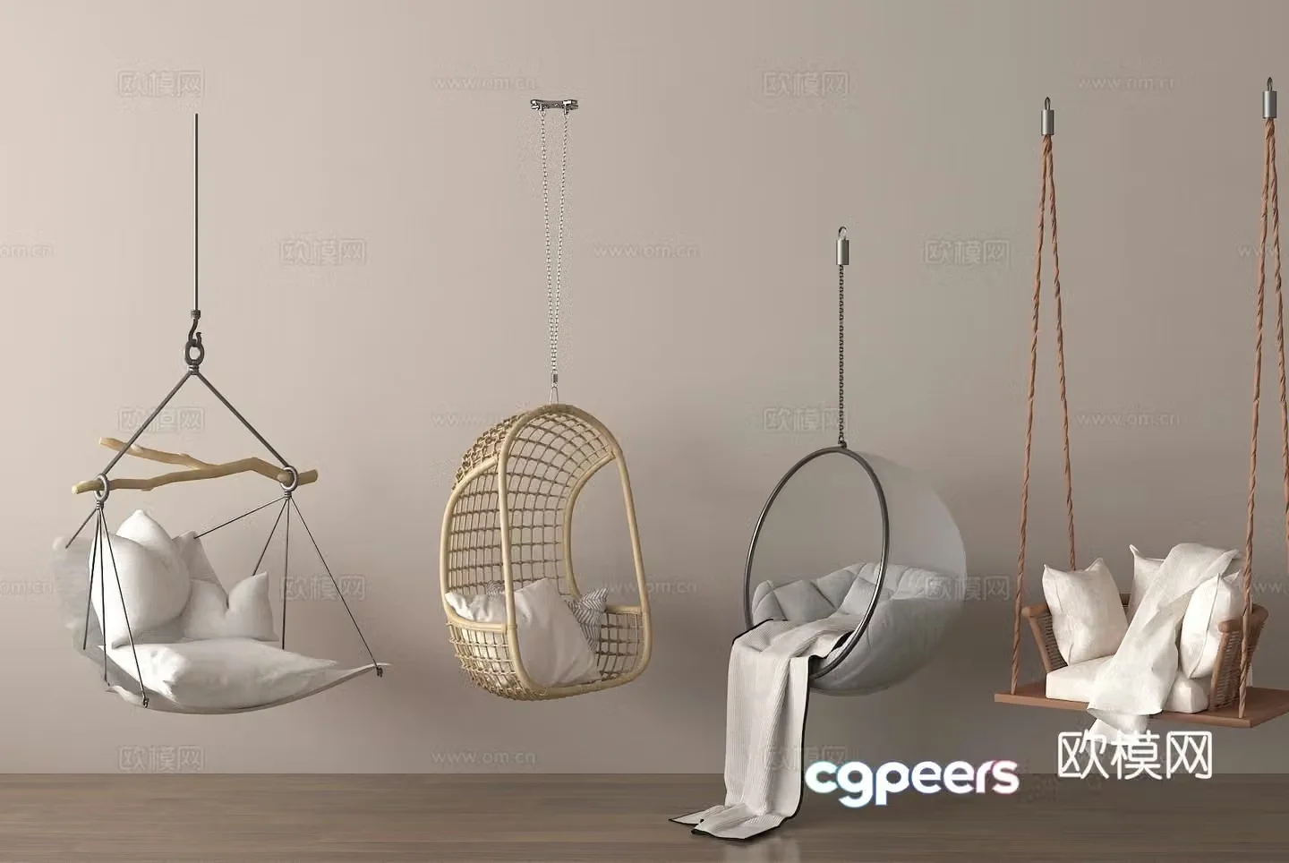 Wabi-sabi hanging chair swing chair egg chair 3D model