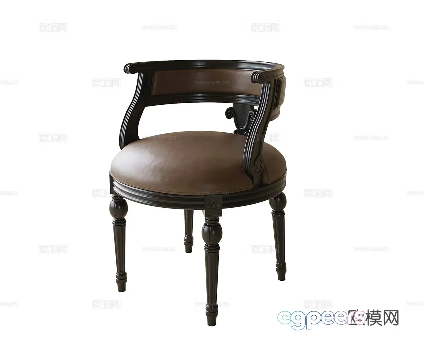 American dining chair single chair leisure chair book chair 3d model