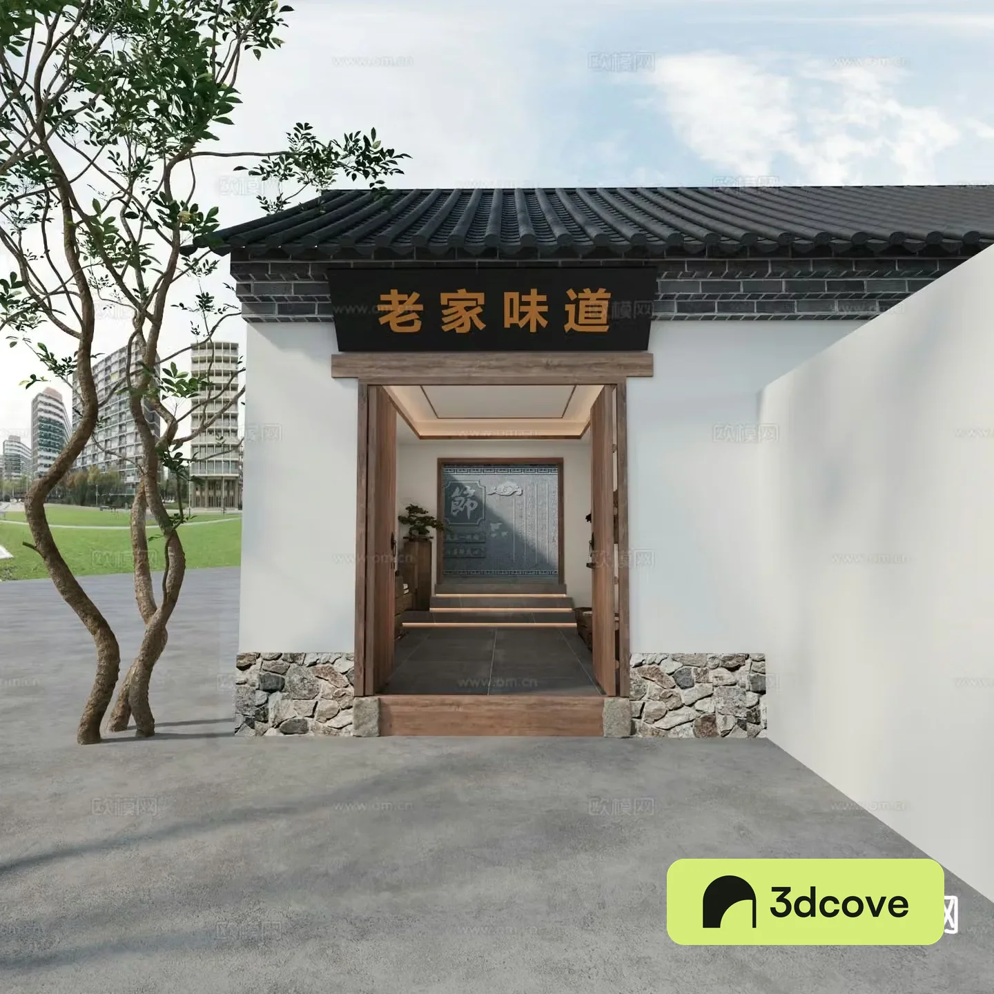 Chinese restaurant door and foyer