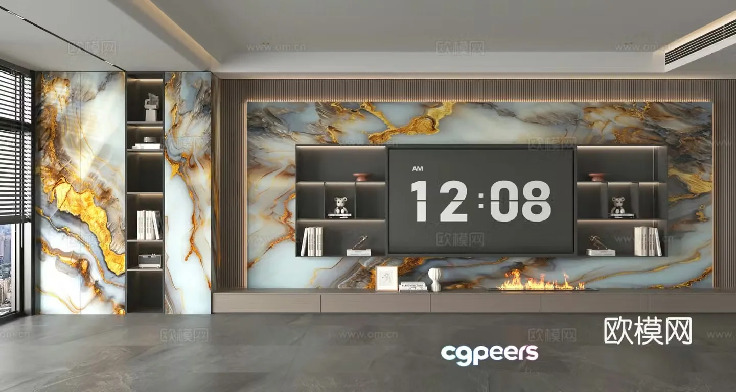 3d model of TV background wall