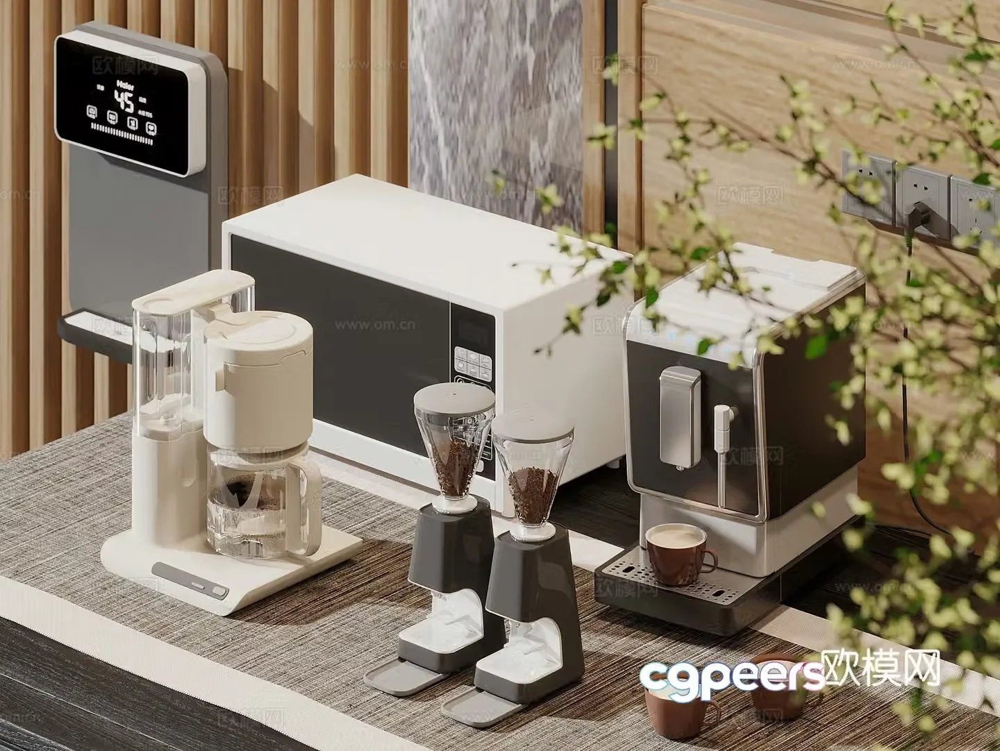 Kitchen appliance combination coffee maker health pot wall-mounted water dispenser oven steamer 3D model