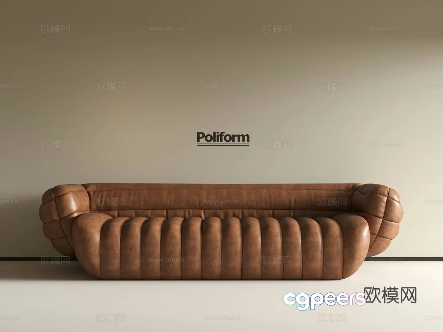 Medieval leather sofa multi-person sofa 3d model