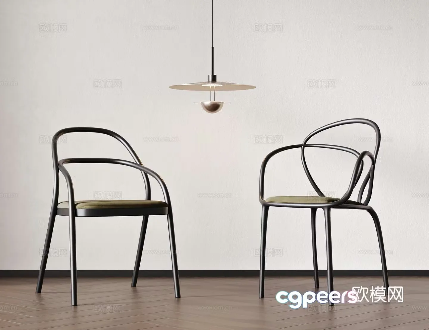 American single chair dining chair book chair dressing chair 3d model