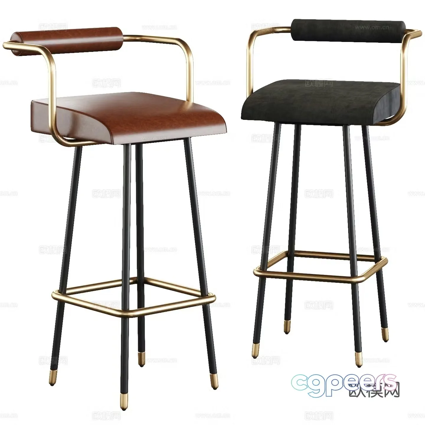 New Chinese style light luxury Jarrett bar chair 3D model