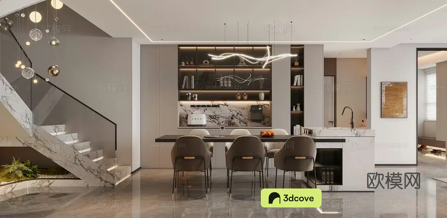 Modern living and dining room