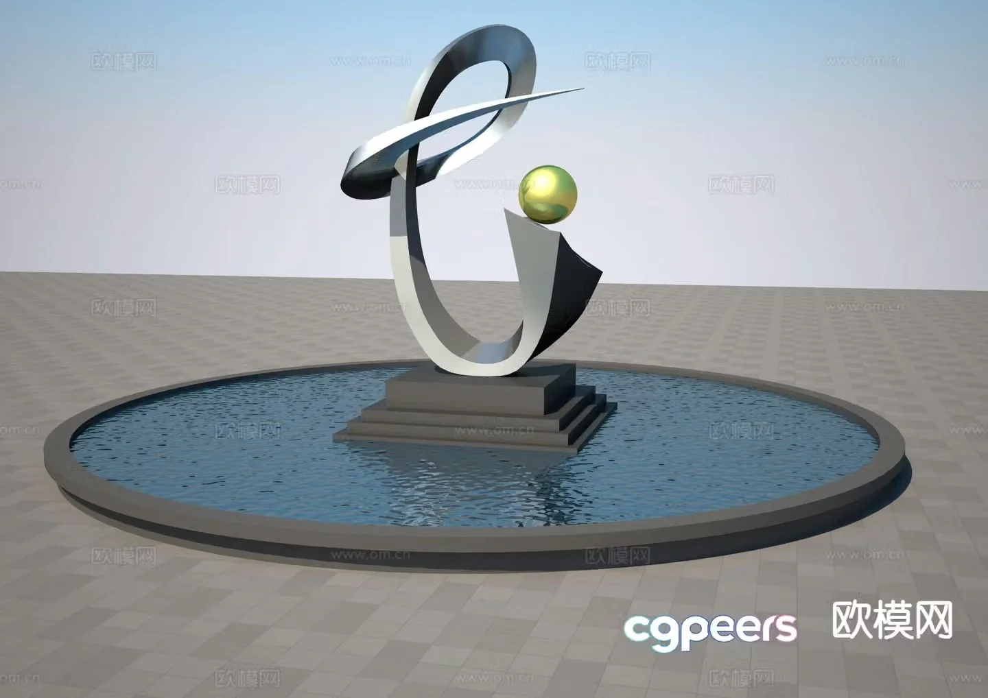 Modern landmark sculpture 3d model