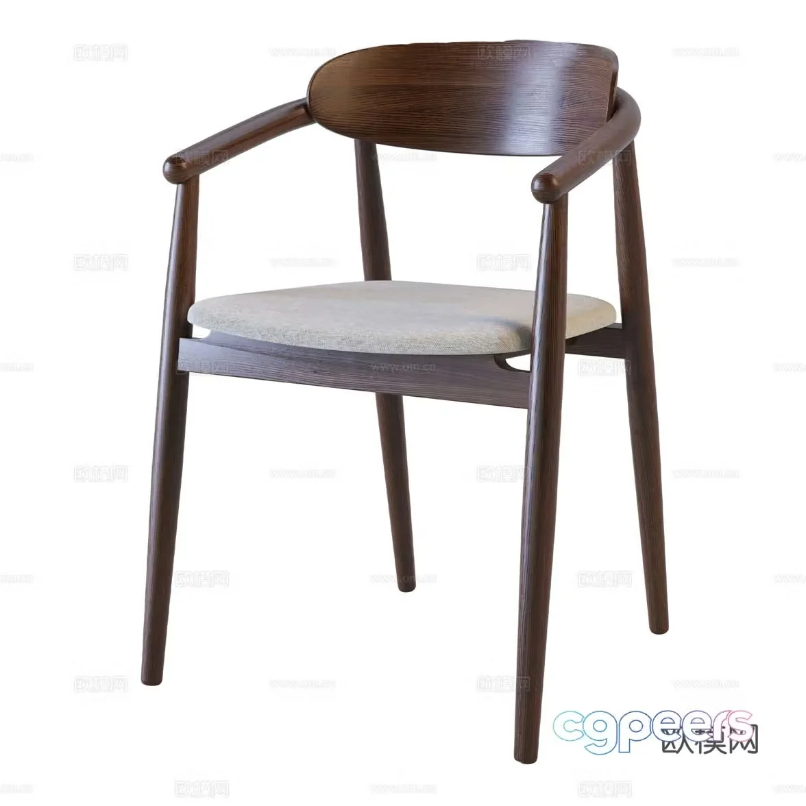 New Chinese style wooden single chair 3D model