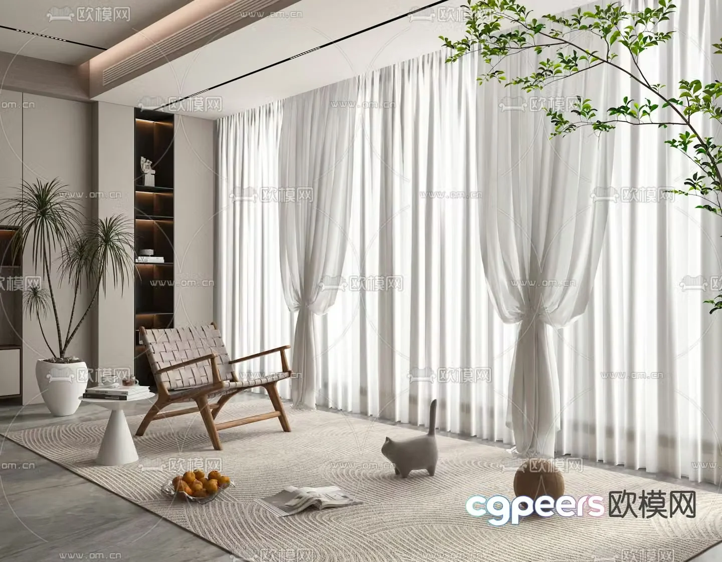 Plain curtains window screens dream curtains 3D model